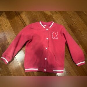Stylish Kids' Pink Varsity Jacket with White Accents